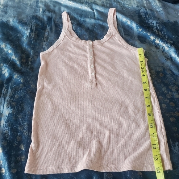 Aerie Neutral Button detail Ribbed Beige Top - Picture 1 of 5